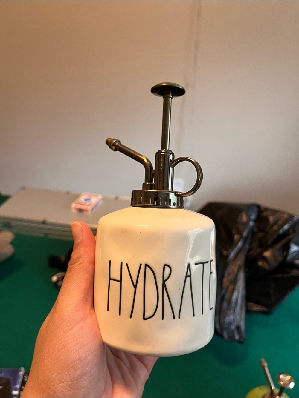 Rae Dunn White 'HYDRATE' Ceramic Pump Bottle with Metal Top